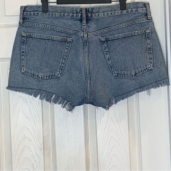 Agolde Shorts Parker Vintage Cutoff Distressed Denim Light Wash Blue Size 34 - Picture 7 of 10